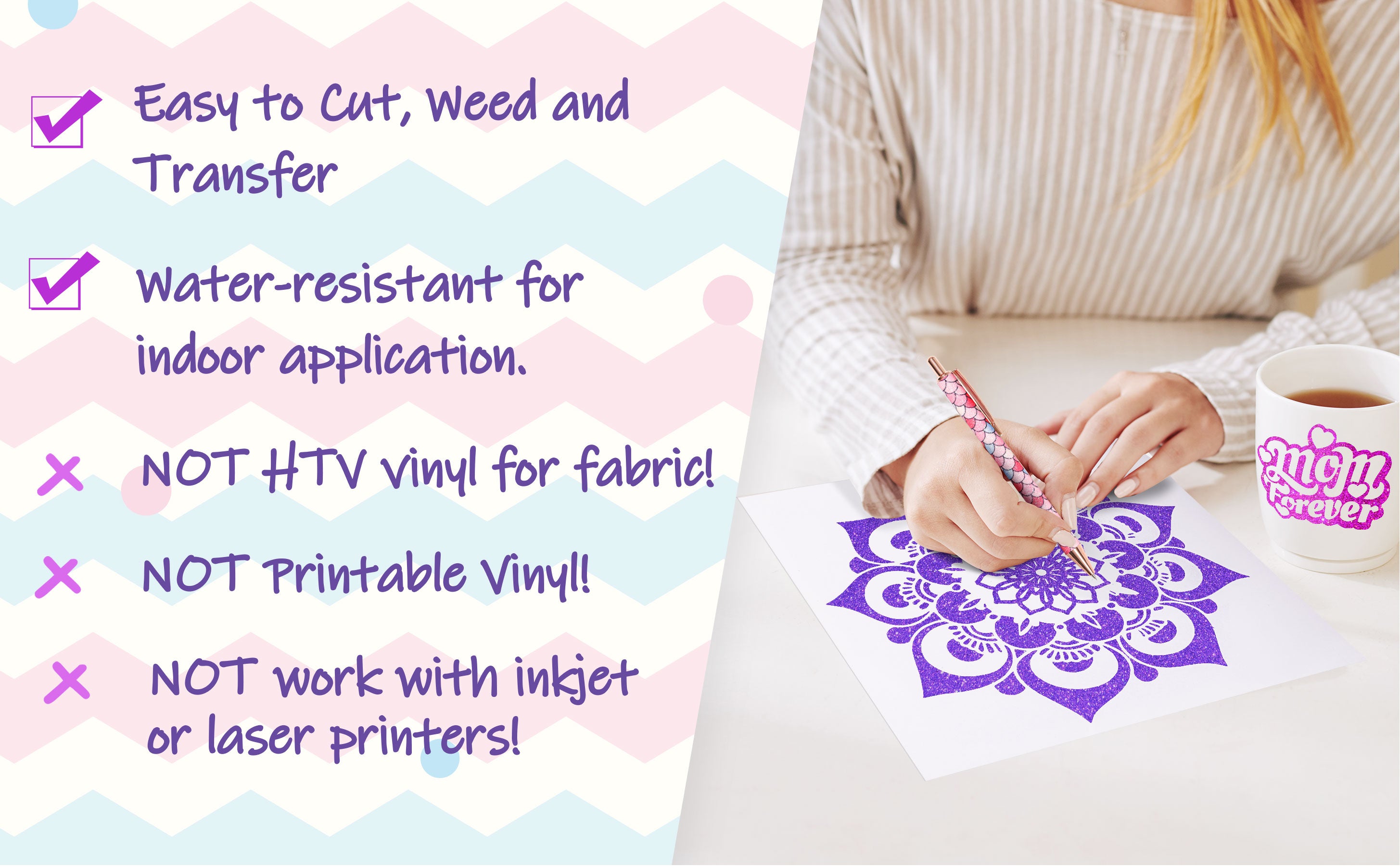 Glitter Adhesive Craft Vinyl